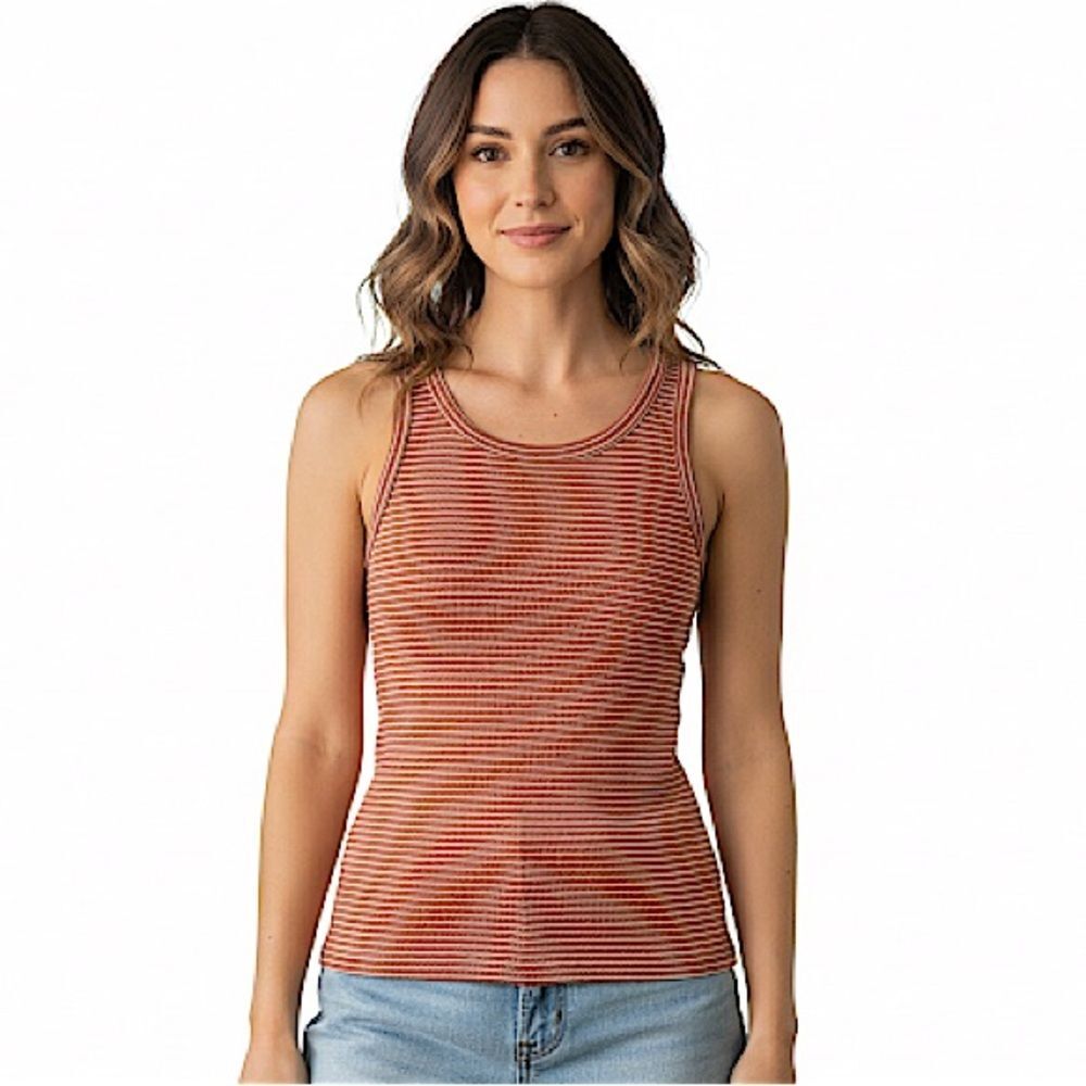 American Eagle Outfitters Rust Orange Striped Ribbed Tank Top Size Small